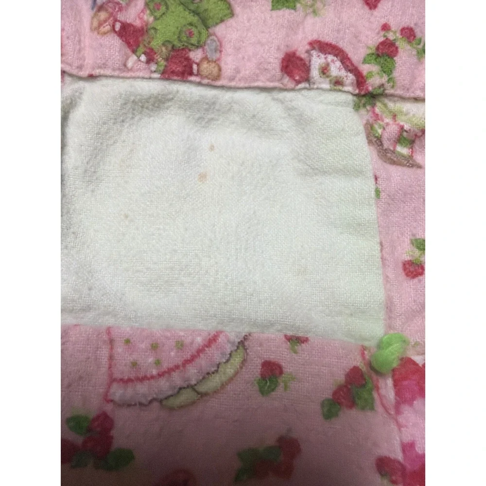 Vintage Strawberry Shortcake Patchwork Quilt Pink Green Handmade 45